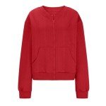 Lightning Deals of Today Women's Zip Up Cable Knit Sweater 2024 Long Sleeve Open Front Cardigan Warm Cardigan with Pockets Outwear Coats Red