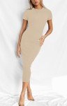 Khaki Women's Bodycon Midi Dress for Parties
