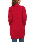 PCEAIIH Women's Cardigan Sweaters with Pockets Long Sleeve Causal Outwear Tops L Red