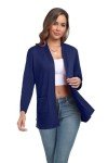 PrinStory Fall Cardigans for Women Lightweight Long Sleeves Open Front Cardigan with Pockets Navy Blue Large