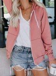 Jhsnjnr Women's Cardigan Pullover Hoodies Long Sleeve Pink Sweatshirts Solid Color Tops