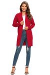 PCEAIIH Women's Cardigan Sweaters with Pockets Long Sleeve Causal Outwear Tops L Red