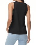 RIROW Tank Tops Women Sleeveless Tops Keyhole V Neck Summer Casual Loose Fit Business Shirt 2024 New Black