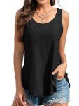 Aiseyi Tank Tops for Women Loose Fit Summer Sleeveless Top Eyelet Embroidery Casual Top Scoop Neck Camisoles Ladies Shirts for Vacation Resort Black 2XL