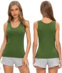 ROSYLINE Basic Tank Tops for Women Undershirts Tank Tops with Scoop Neck cami Yoga Shirts 3-4 Pack Bl/Gr/Wh/Military Green M