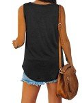BINLIANG Women Summer Sleeveless V Neck Cami Tank Tops Loose Fit Long Tee Tshirts Femme (D# Black,X-Large)