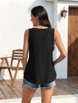Aiseyi Tank Tops for Women Loose Fit Summer Sleeveless Top Eyelet Embroidery Casual Top Scoop Neck Camisoles Ladies Shirts for Vacation Resort Black 2XL