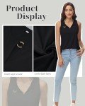 RIROW Tank Tops Women Sleeveless Tops Keyhole V Neck Summer Casual Loose Fit Business Shirt 2024 New Black