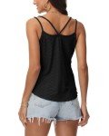 RIROW Womens Black Tank Tops Eyelet Sleeveless Spaghetti Strap Scoop Neck Loose Fit Casual Summer Boho Cami Blouses 2024 New