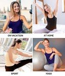 ROSYLINE Womens Camisole with Shelf Bra Cotton Undershirts Adjustable Strap Camis Spaghetti Strap Tank Top 3 Pack Black/Navy Blue/Wine Red L