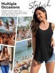 Aiseyi Tank Tops for Women Loose Fit Summer Sleeveless Top Eyelet Embroidery Casual Top Scoop Neck Camisoles Ladies Shirts for Vacation Resort Black 2XL