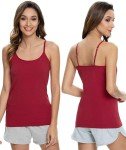 ROSYLINE Womens Camisole with Shelf Bra Cotton Undershirts Adjustable Strap Camis Spaghetti Strap Tank Top 3 Pack Black/Navy Blue/Wine Red L