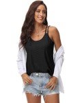 RIROW Womens Black Tank Tops Eyelet Sleeveless Spaghetti Strap Scoop Neck Loose Fit Casual Summer Boho Cami Blouses 2024 New