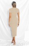 Khaki Women's Bodycon Midi Dress for Parties