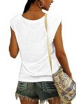 GUUKA 2024 Trendy Womens Cap Short Sleeve T-Shirt Casual V Neck Loose Fit Summer Basic Tank Tops Cute Blouse(White,M)