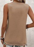 BLENCOT Women Tank Tops Summer Crewneck Blouse Tunic Racerback Ruched Pleat Front Casual Sleeveless Top Beige Large