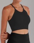 Sunzel Free to Be Tank, Ribbed Crop Tops for Women Summer Tank Tops Cute No pad Racerback Camisole Cropped Workout Gym Yoga Black Brown Grey(3pcs) L/XL