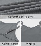 IYOWEL Womens Tank Tops Ribbed Adjustable Workout Tops V Neck Spaghetti Strap Cropped Top Camisole Athletic Tank Tops Dark Grey L