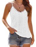 Hotouch White Tank Tops Women Spaghetti Strap V Neck Cami Sleeveless Blouse White Medium