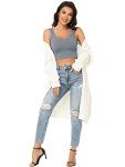 PINKSAVIOR Womens Crop Tops Basic Sleeveless V-Neck 3 Pieces Black White Ribbed Seamless Casual Cami Tank Tops(P055 Bl/Gr/Kh M)