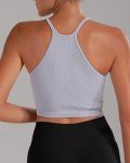 Sunzel Free to Be Tank, Ribbed Crop Tops for Women Summer Tank Tops Cute No pad Racerback Camisole Cropped Workout Gym Yoga Black Brown Grey(3pcs) L/XL