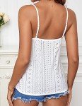 Hotouch White Tank Tops Women Spaghetti Strap V Neck Cami Sleeveless Blouse White Medium