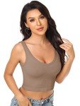 PINKSAVIOR Womens Crop Tops Basic Sleeveless V-Neck 3 Pieces Black White Ribbed Seamless Casual Cami Tank Tops(P055 Bl/Gr/Kh M)