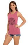 CHICALLURE Womens Tank Tops Racerback Summer Shirts Round Neck Sleeveless Graphic Tees(Pink Flower,M)