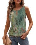 RIROW Tank Tops Women Sleeveless Tops Keyhole V Neck Summer Casual Loose Fit Eyelet Beach Blouse 2024 New