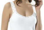 VAVONNE Camisole for Women, All Cotton, Airy Soft Comfy Tank Tops Cami Undershirt (White/Lace Strap, Medium)
