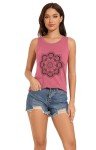 CHICALLURE Womens Tank Tops Racerback Summer Shirts Round Neck Sleeveless Graphic Tees(Pink Flower,M)