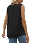 Zeagoo 2024 Womens Tank Top Summer Pleated Flowy Square Neck Casual Loose Blouse Dressy Sleeveless Tops Black XL