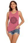 CHICALLURE Womens Tank Tops Racerback Summer Shirts Round Neck Sleeveless Graphic Tees(Pink Flower,M)