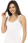 VAVONNE Camisole for Women, All Cotton, Airy Soft Comfy Tank Tops Cami Undershirt (White/Lace Strap, Medium)