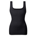 EUYZOU Women Tummy Control Shapewear Tank Tops Seamless Square Neck Compression Tops Slimming Body Shaper Camisole, Black, Large