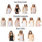 VAVONNE Camisole for Women, All Cotton, Airy Soft Comfy Tank Tops Cami Undershirt (White/Lace Strap, Medium)