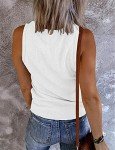 Famulily Women’s Knit Sleeveless V-Neck Tank Tops Ladies Solid Color Tunic Shirt Camisole Tops with Button Down(White,L)