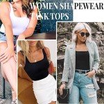 EUYZOU Women Tummy Control Shapewear Tank Tops Seamless Square Neck Compression Tops Slimming Body Shaper Camisole, Black, Large