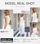 Dokotoo Womens Tops Dressy Casual 2025 Ribbed Side Ruched Racerback Crop Tank Tops Crew Neck Casual Slim Fitted Basic Knit White Shirts Summer Sleeveless Solid Color Y2K Tops Large