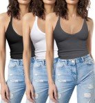 JJAI 3 Pack Tank Tops for Women Summer Crop Tops Gym Yoga Workout Tops Sleeveless Going Out Tops