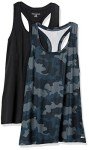 Amazon Essentials Women's Standard 2-Pack Tech Stretch Racerback Tank Top, Black/Grey Camo, X-Large