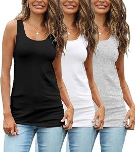 TAIPOVE Debardeur Femme Extra Long Tank Tops for Women Athletic Gym Workout Yoga Shirts Sleeveless Casual Undershirts