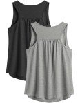 PINSPARK Womens Tank Tops Pack Loose Fit Yoga Shirts Moisture Wicking Racer Back Tank Top Flowy Summer Exercise Tops L