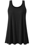 ROSYLINE Women’s Tank Tops with Built in Shelf Bra Casual Flowy Swing Tank for Women Pleated Long Sleeveless Black XL