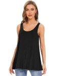 ROSYLINE Women’s Tank Tops with Built in Shelf Bra Casual Flowy Swing Tank for Women Pleated Long Sleeveless Black XL