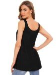 ROSYLINE Women’s Tank Tops with Built in Shelf Bra Casual Flowy Swing Tank for Women Pleated Long Sleeveless Black XL