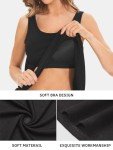 ROSYLINE Women’s Tank Tops with Built in Shelf Bra Casual Flowy Swing Tank for Women Pleated Long Sleeveless Black XL
