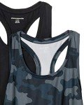 Amazon Essentials Women's Standard 2-Pack Tech Stretch Racerback Tank Top, Black/Grey Camo, X-Large
