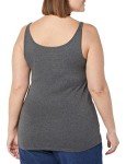 Amazon Essentials Women's Slim-Fit Thin Strap Tank, Pack of 2, Black/Charcoal Heather, Large