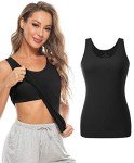 ROSYLINE Cotton Tank Tops with Shelf Bra Undershirts for Women Stretch Tanks Wide Strap Black/White/Pink L